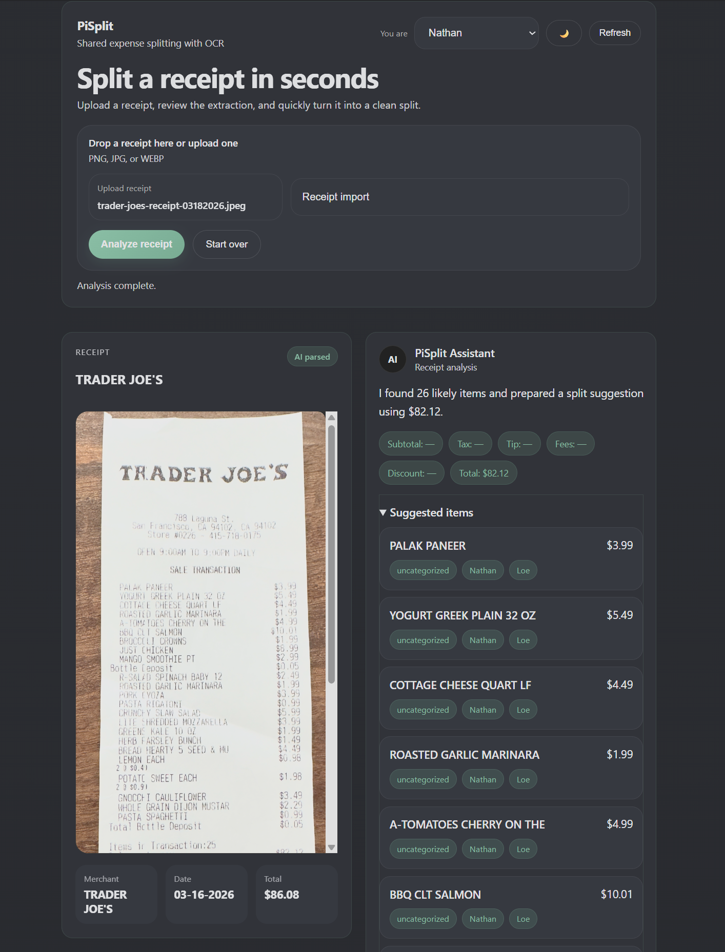 PiSplit screenshot